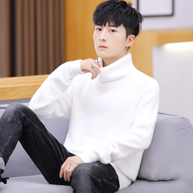 2022 Autumn and winter new men's warm sweater, Korean style trendy men's mink imitation fur sweater, knitted sweater, high-neck sweater 2022 Autumn and winter new men's warm sweater, Korean style trendy men's mink imitation fur sweater, knitted sweater, high-neck sweater